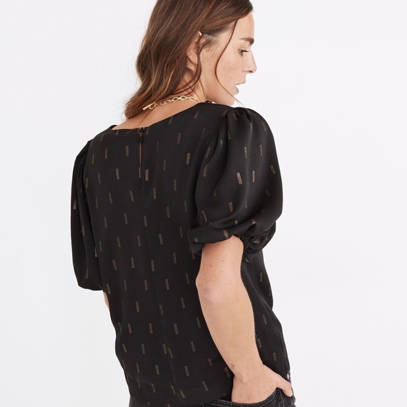 Madewell | Metallic Jacquard Puff-Sleeve Top - Picture 7 of 8
